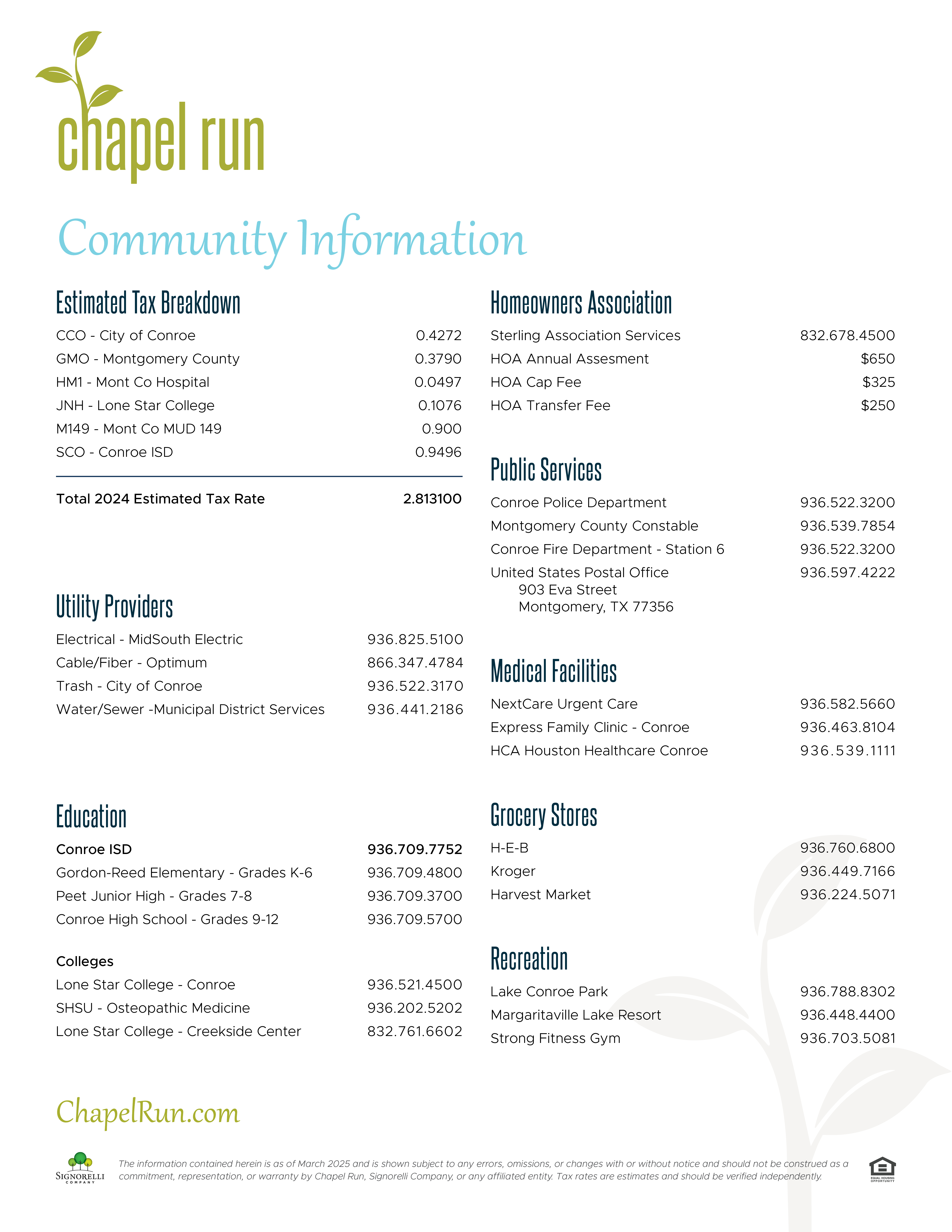 Community Information Sheets